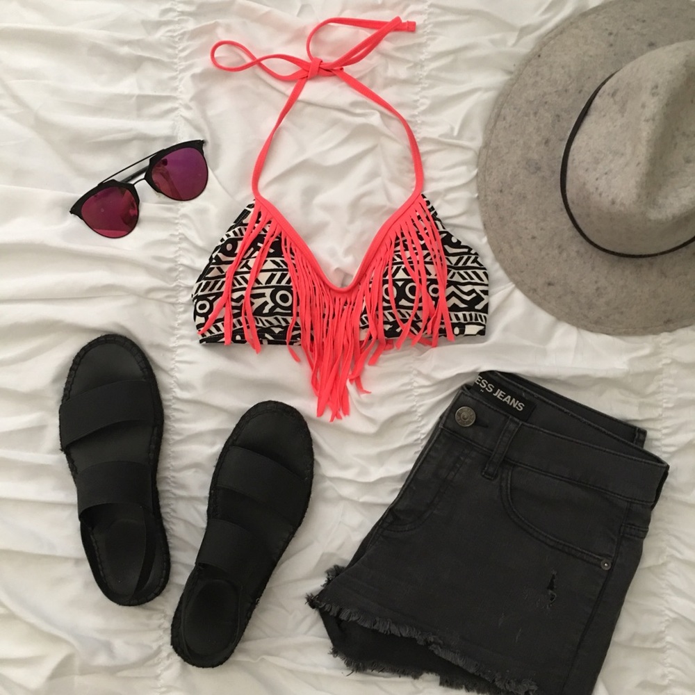 Swimsuit fringe top